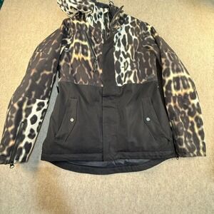 Volcom Womens Snowboard Jacket Leopard Print Black 15K Waterproof EQS Fit Small